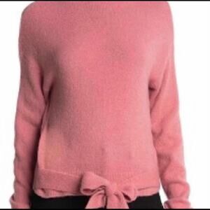Wayf Pink Tie Front Mock Neck Sweater Large